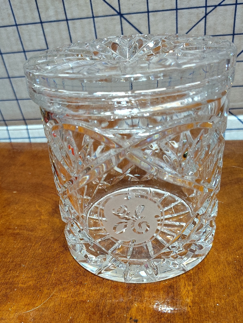 Clear Cut Glass Decorative Jar with Lid